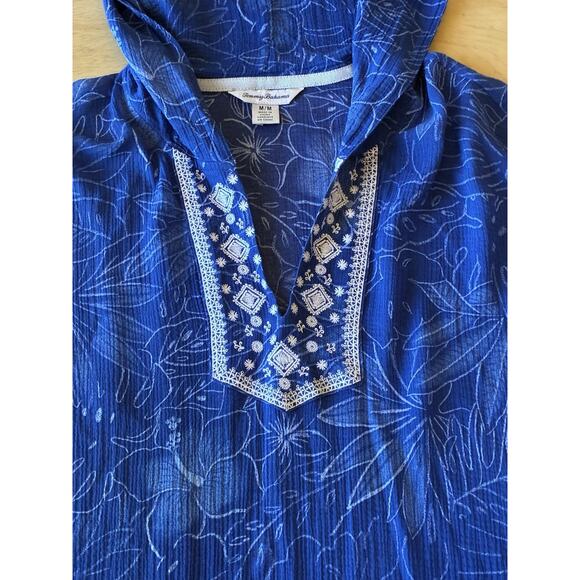 Tommy Bahama Gauze Kaftan MED Floral Tunic Top Embroider CoverUp PONCHO $175 - Picture 10 of 16